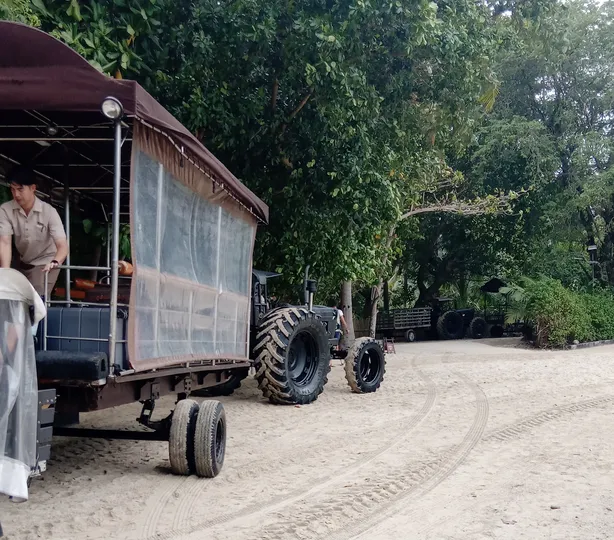 Tractores transportando turistas en la arena de Phra Nang Krabi