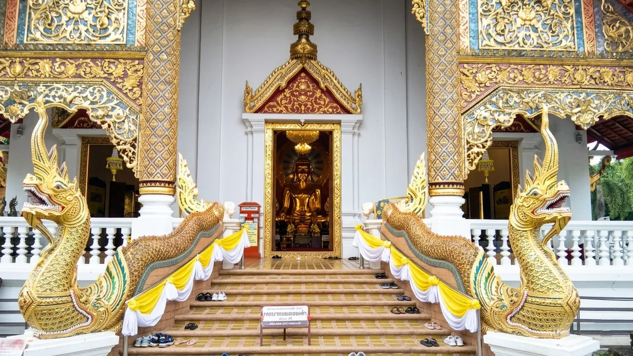 Entrada al salón principal del Wat Phra Singh en Chiang Mai